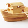 Large wooden toy boat with ladder to come onboard and cabin on deck, depicting Noah's Ark from Ostheimer | © Conscious Craft